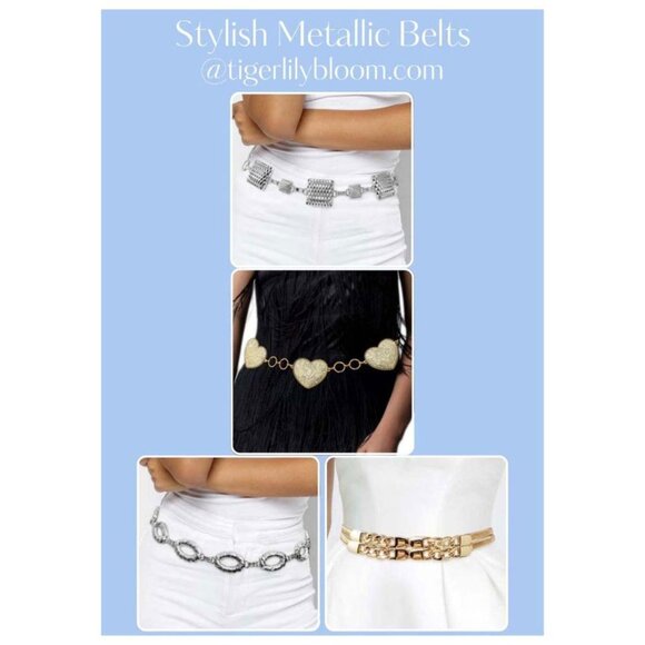 Tigerstars Silver Textured Metal Square Link Chain Waist Belt - Picture 3 of 3